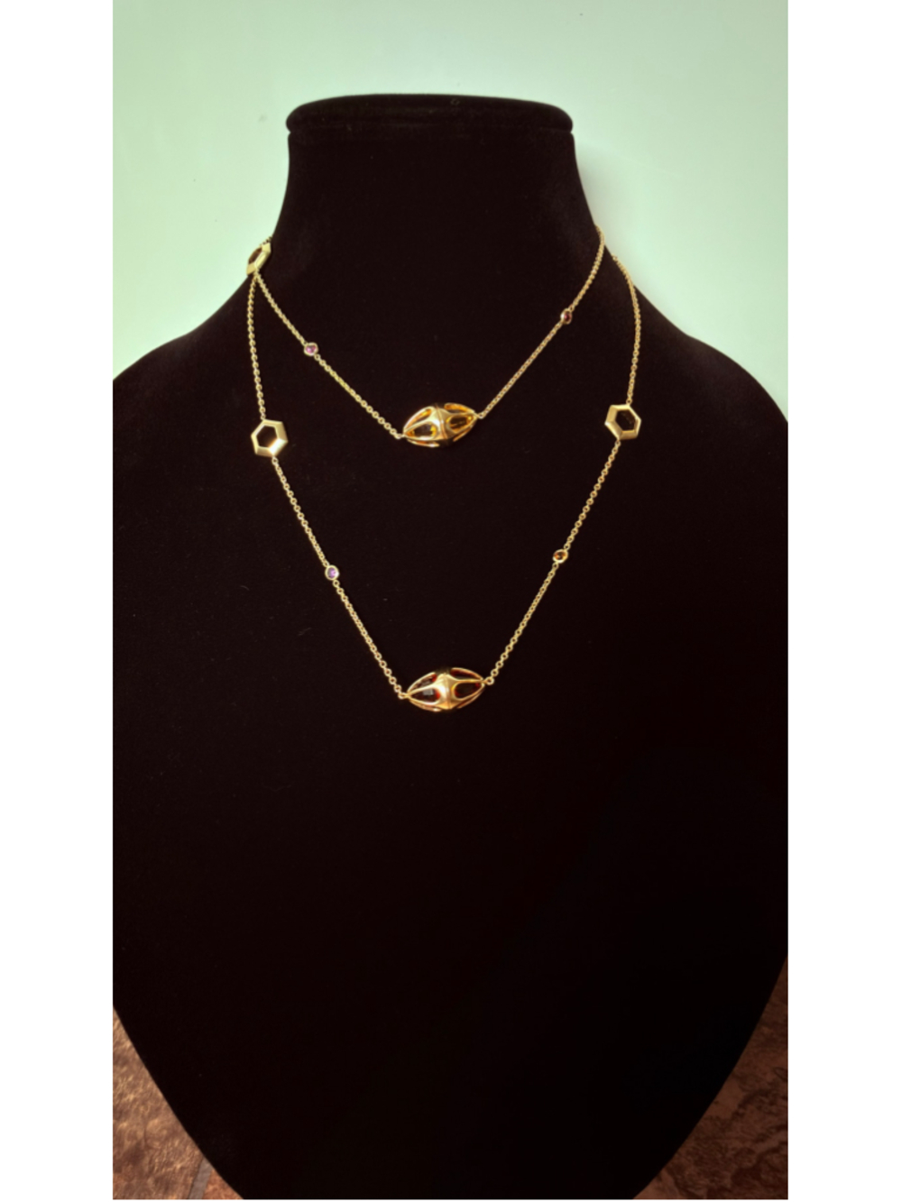 Baccarat Medicis Gold Vermeil 925 Sterling Silver 38" Station Necklace $1150 - Picture 3 of 10